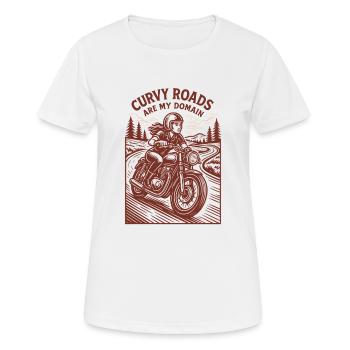 Curvy Roads Are My Domain Motorcycle Biker - Women's Breathable T-Shirt - white - Front - AI Model Female 172 dark (172cm)