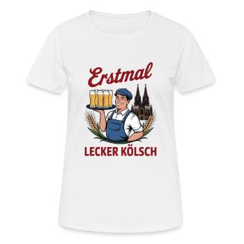 Erstmal lecker Koelsch - Frauen T-Shirt atmungsaktiv - Weiß - Vorne - AI Model Female 172 dark (172cm)
