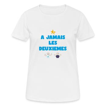 A jamais les deuxiemes - T-shirt respirant Femme - blanc - Devant - AI Model Female 172 dark (172cm)