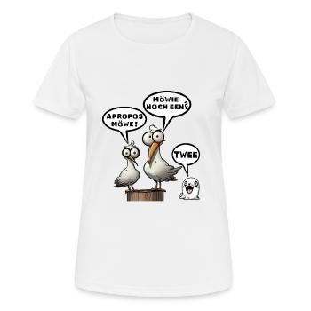 Apropos Moewe Moewie noch een Spruch twee - Frauen T-Shirt atmungsaktiv - Weiß - Vorne - AI Model Female 172 dark (172cm)