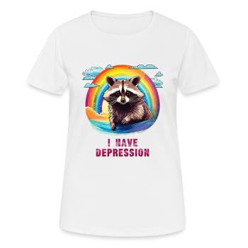 RATON LAVEUR : JE SOUFFRE DE DÉPRESSION - T-shirt respirant Femme - blanc - Devant - AI Model Female 172 dark (172cm)