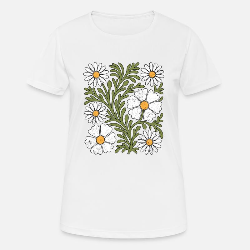 Boho Gänseblümchen - Frauen T-Shirt atmungsaktiv - Weiß
