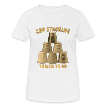TOUR D’EMPILAGE DE GOBELETS À EMPORTER - T-shirt respirant Femme - blanc - Devant - AI Model Female 172 dark (172cm)
