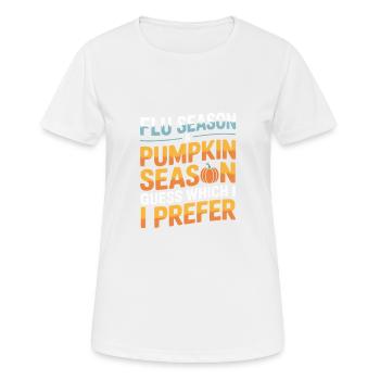 Saison de la grippe et saison des citrouilles Infirmière aux épices de citrouille - T-shirt respirant Femme - blanc - Devant - AI Model Female 172 dark (172cm)