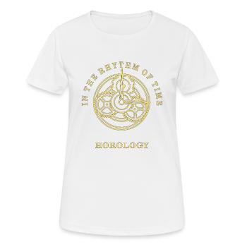 HOROLOGY IN THE RHYTHM OF TIME - Frauen T-Shirt atmungsaktiv - Weiß - Vorne - AI Model Female 172 dark (172cm)