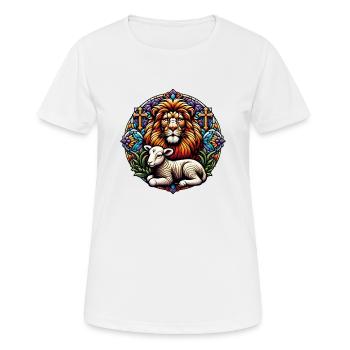 Christian Clothing Lion And Lamb - Women's Breathable T-Shirt - white - Front - AI Model Female 172 dark (172cm)