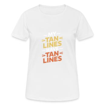 Mes lignes de bronzage ont des lignes de bronzage Coups de soleil - T-shirt respirant Femme - blanc - Devant - AI Model Female 172 dark (172cm)