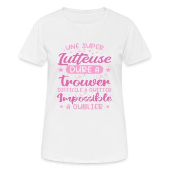 Une Super Lutteuse - Cadeau lutteuse - T-shirt respirant Femme - blanc - Devant - AI Model Female 172 dark (172cm)