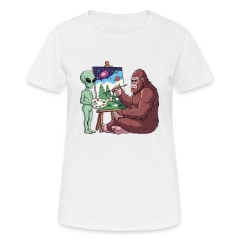 Alien et Bigfoot - T-shirt respirant Femme - blanc - Devant - AI Model Female 172 dark (172cm)