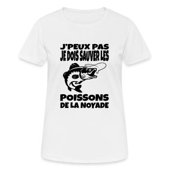 J’peux pas je dois sauver les poissons - T-shirt respirant Femme - blanc - Devant - AI Model Female 172 dark (172cm)