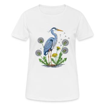 Blauer Reiher und Löwenzahn - Frauen T-Shirt atmungsaktiv - Weiß - Vorne - AI Model Female 172 dark (172cm)