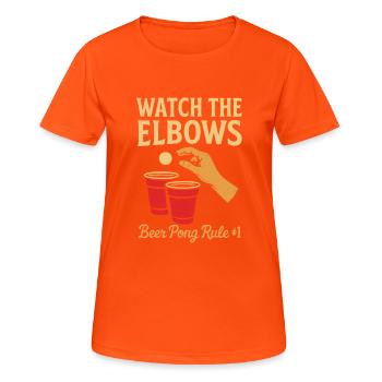 The Elbows beobachten - Frauen T-Shirt atmungsaktiv - Neonorange - Vorne - AI Model Female 172 dark (172cm)