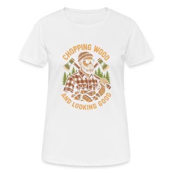 Holz hacken und gut aussehen - Frauen T-Shirt atmungsaktiv - Weiß - Vorne - AI Model Female 172 dark (172cm)