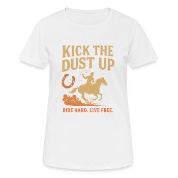 Kick The Dust Up - Frauen T-Shirt atmungsaktiv - Weiß - Vorne - AI Model Female 172 dark (172cm)