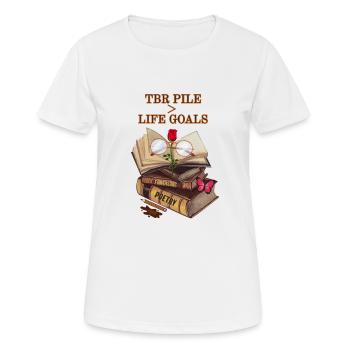 Bookworm Humor Shirt for TBR Stack Lovers - Funny. - Women's Breathable T-Shirt - white - Front - AI Model Female 172 dark (172cm)