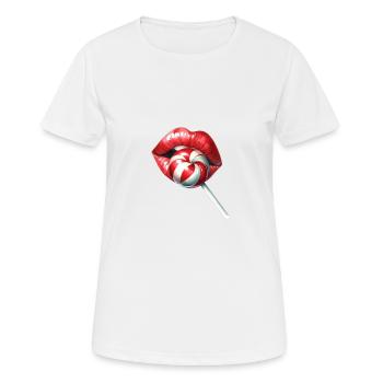 Embrasser la bouche sucette bonbon - T-shirt respirant Femme - blanc - Devant - AI Model Female 172 dark (172cm)