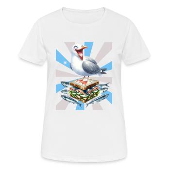 Reto Möwe Möwen Sandwidsch Hering - Frauen T-Shirt atmungsaktiv - Weiß - Vorne - AI Model Female 172 dark (172cm)