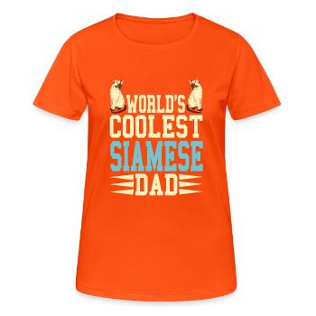 World's Coolest Siamese Cat Dad - Frauen T-Shirt atmungsaktiv - Neonorange - Vorne - AI Model Female 172 dark (172cm)