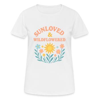 Ensoleillé Motif floral de fleurs sauvages d’été Bohème - T-shirt respirant Femme - blanc - Devant - AI Model Female 172 dark (172cm)