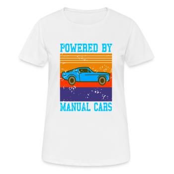 Powered by Manual Cars Retro Driving Style - Frauen T-Shirt atmungsaktiv - Weiß - Vorne - AI Model Female 172 dark (172cm)