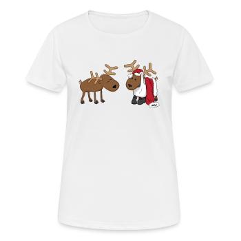 Rentiere verkleiden sich als Weihnachtsmann - Frauen T-Shirt atmungsaktiv - Weiß - Vorne - AI Model Female 172 dark (172cm)