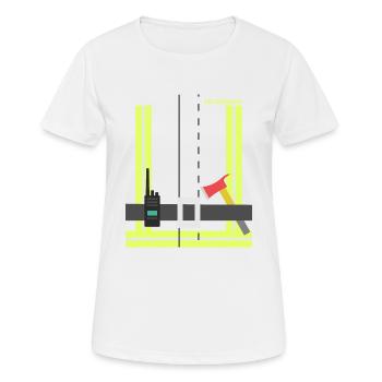 Feuerwehr Uniform Kostüm Fasching - Frauen T-Shirt atmungsaktiv - Weiß - Vorne - AI Model Female 172 dark (172cm)