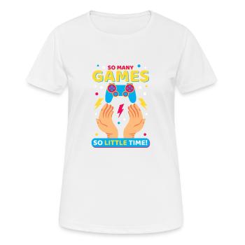So many Games! Lustiges Gamer Geschenk - Frauen T-Shirt atmungsaktiv - Weiß - Vorne - AI Model Female 172 dark (172cm)