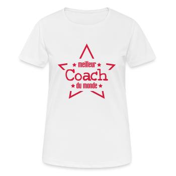 Coach / Coaching / Entraineur / Entrainer / Sport - T-shirt respirant Femme - blanc - Devant - AI Model Female 172 dark (172cm)
