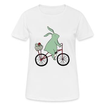 Lapin de Pâques sur vélo - T-shirt respirant Femme - blanc - Devant - AI Model Female 172 dark (172cm)