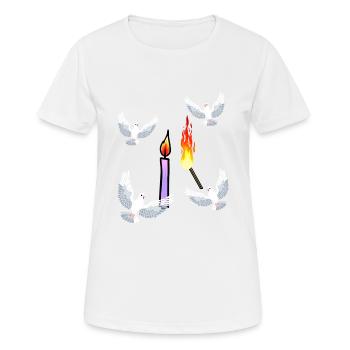 Candle Mourning Doves of Peace Doves Mourning Death God - Women's Breathable T-Shirt - white - Front - AI Model Female 172 dark (172cm)
