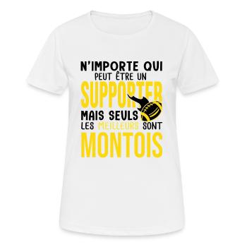 Cadeau rugby supporters Montois mont de marsan SM - T-shirt respirant Femme - blanc - Devant - AI Model Female 172 dark (172cm)