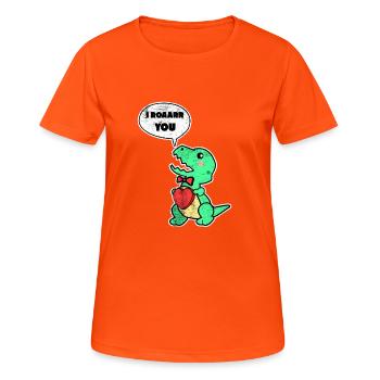 Dinosaur gift roar heart valentine animal - Women's Breathable T-Shirt - neon orange - Front - AI Model Female 172 dark (172cm)
