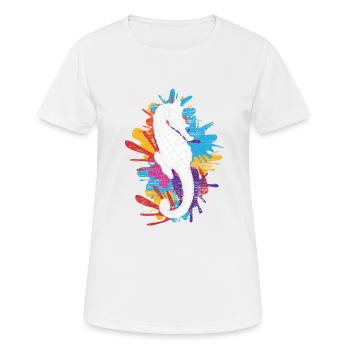 Hippocampe hippocampe poisson mer océan cadeau - T-shirt respirant Femme - blanc - Devant - AI Model Female 172 dark (172cm)