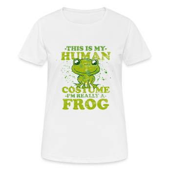 Frosch Karneval Kostüm Halloween Verkleidung - Frauen T-Shirt atmungsaktiv - Weiß - Vorne - AI Model Female 172 dark (172cm)