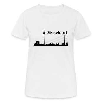 Düsseldorf Stadt am Rhein - Panorama - Skyline - Frauen T-Shirt atmungsaktiv - Weiß - Vorne - AI Model Female 172 dark (172cm)