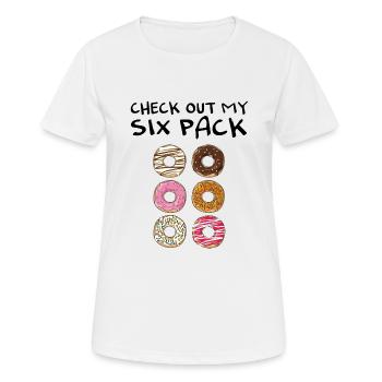 Check out my six pack Donut Shirt - Frauen T-Shirt atmungsaktiv - Weiß - Vorne - AI Model Female 172 dark (172cm)