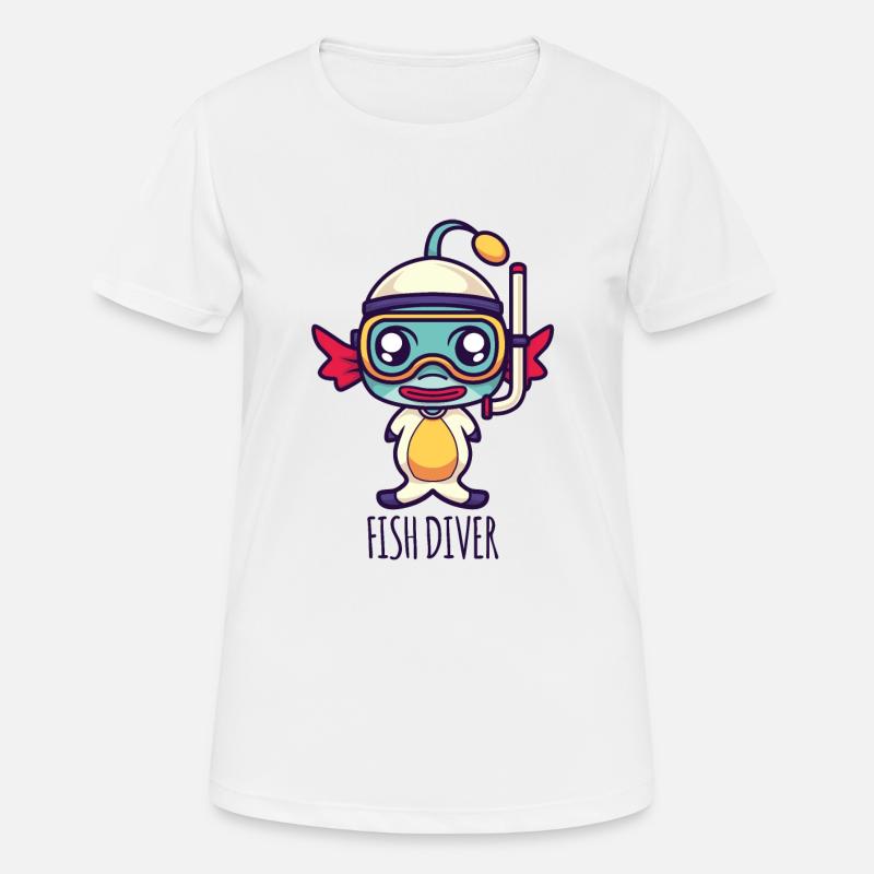 Fish Diver - Women's Breathable T-Shirt - white