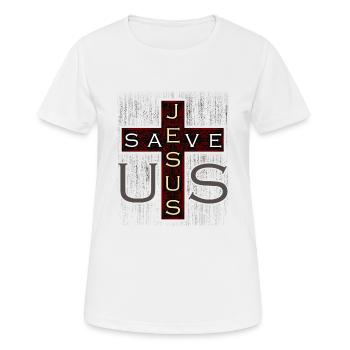 Jésus-Christ croix cadeau - T-shirt respirant Femme - blanc - Devant - AI Model Female 172 dark (172cm)