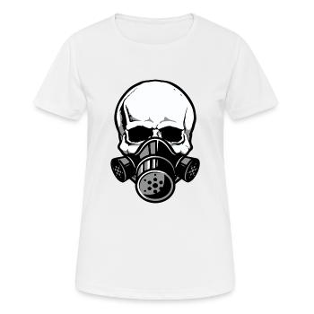 Crâne avec masque à gaz - T-shirt respirant Femme - blanc - Devant - AI Model Female 172 dark (172cm)