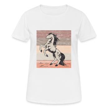 Retro cheval sauvage indompté - T-shirt respirant Femme - blanc - Devant - AI Model Female 172 dark (172cm)
