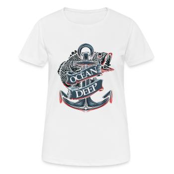 Ancre nautique - T-shirt respirant Femme - blanc - Devant - AI Model Female 172 dark (172cm)