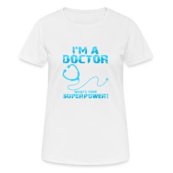médecin - T-shirt respirant Femme - blanc - Devant - AI Model Female 172 dark (172cm)