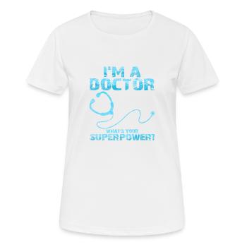 Docteur Héros - T-shirt respirant Femme - blanc - Devant - AI Model Female 172 dark (172cm)