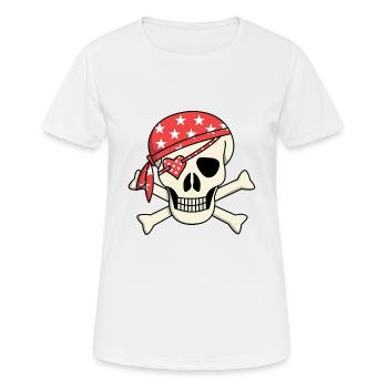 pirat Totenkopf girly augenklappe geschenkidee - Frauen T-Shirt atmungsaktiv - Weiß - Vorne - AI Model Female 172 dark (172cm)