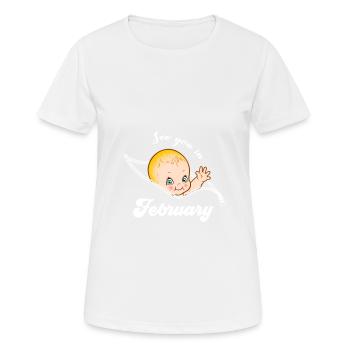 Grossesse Grossesse Naissance Février Cadeau - T-shirt respirant Femme - blanc - Devant - AI Model Female 172 dark (172cm)