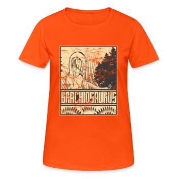Brachiosaurus dinosaur dinosaurs herbivores - Women's Breathable T-Shirt - neon orange - Front - AI Model Female 172 dark (172cm)