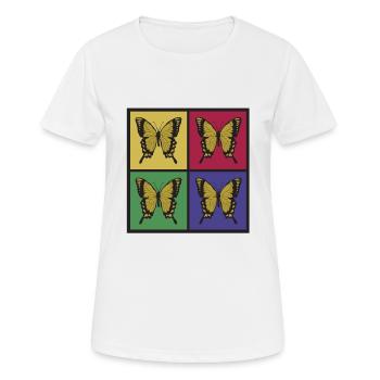 Schmetterlinge Pop-Art - Frauen T-Shirt atmungsaktiv - Weiß - Vorne - AI Model Female 172 dark (172cm)