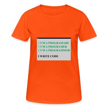Computer - Frauen T-Shirt atmungsaktiv - Neonorange - Vorne - AI Model Female 172 dark (172cm)