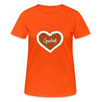 Cœur en pain d’épices avec Spatzl Bavaria - T-shirt respirant Femme - orange néon - Devant - AI Model Female 172 dark (172cm)