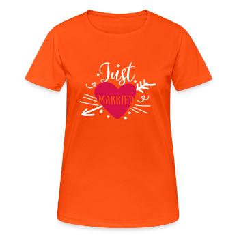 Just Married - Just Married Wedding - Women's Breathable T-Shirt - neon orange - Front - AI Model Female 172 dark (172cm)